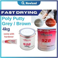 Nissan Hitary 928 Car Putty + Hardener / Simen Kereta / Poly Putty 4kg (Brown / Grey)