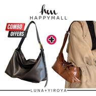Combo Limited LUNA Bag + YIROYA Sling Bag | PU Leather Shoulder Bag + Tote Bag Wanita PU leather