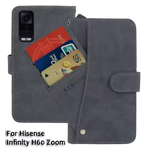 Vintage Leather Wallet Hisense Infinity H60 Zoom Case 6.78" Flip Luxury Card Slots Cover Magnet Phon