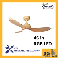 FANTA-46-MYL Amasco 46inch Light Wood DC Ceiling Fan with 22W LED 3 tone RGB