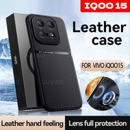 For Vivo IQOO 15 2025 Phone Case Luxury PU Leather Metal Plate Casing IQOO15 Shockproof Matte Magnet