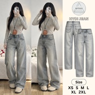 [95cm-103cm] Women's Wide Leg High Waist Basic Long Jeans J928 HYDIJEAN