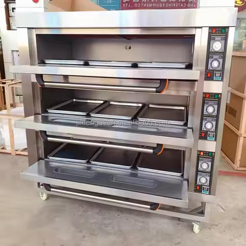 Industrial 3 Deck 9 Tray Commercial Bread Electric Baking Oven / Large Oven for Bakery Use