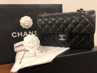 Chanel CF23 classic flap 22P 23cm full set (lambskin in black phw)(黑銀羊皮)
