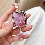 Elegant Metal Bling Shell Strap Compatible for Apple Watch Strap Size 41mm 45mm 40mm~44mmm Diamond B