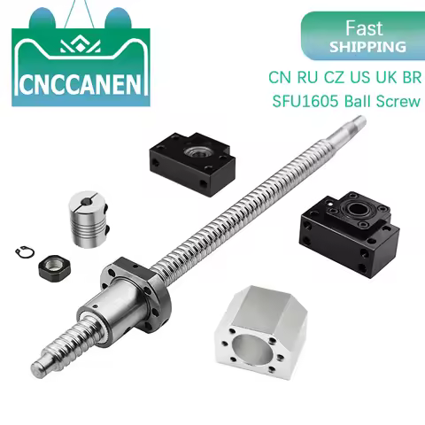 RM1605 Ballscrew C7 End Machined Length 250~1550mm+Nut Housing BK/BF12 End support+Coupler For CNC R