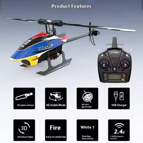 YUXIANG F120 6CH 3D Brushless RC Heli RTF 2.4GHz Metal Swash Aerobatic Electric Warbird Model Gift