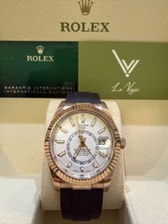 2021年99新 勞力士 Rolex 326235 玫瑰金象牙白膠帶天行者 Sky Dweller