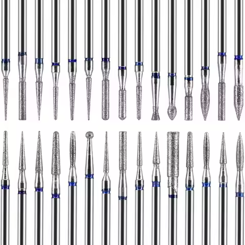 30PCS/BOX Diamond Nail Drill Bits Set，Precision Cuticle Bits, Highquality Bits，Nail Tech Manicure Pe