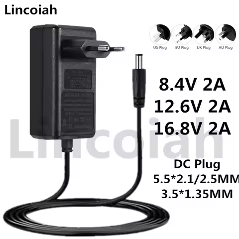 8.4V 12.6V 16.8V 2A 2000ma adapter power cord 8.4 12.6 16.8 V battery charger DC 5.5*2.1MM for 18650