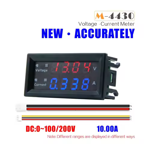 DC 100V 200V 10A Voltage Detector Current Meter 4-Digit 0.28 Inch LED Display Panel Amp Volt Gauge V