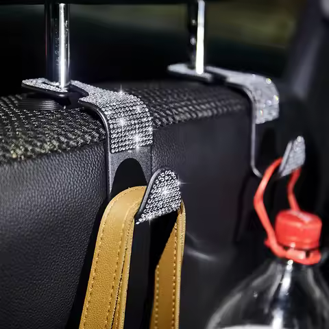 2pcs Artificial Diamond Car Hook, Car Hidden Car Storage Hook Creative Car Seat Hook Hanger Car Acce