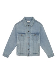 KLOSET Oversized Denim Jacket (PF23-T014) เสื้อคลุมผ้ายีนส์ ปักลายโลโก้