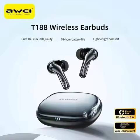 Awei T188 ENC TWS True Wireless Ear Buds Bluetooth 5.3 in-ear Hi-Fi Earphones 300mAh Sports Call Mus