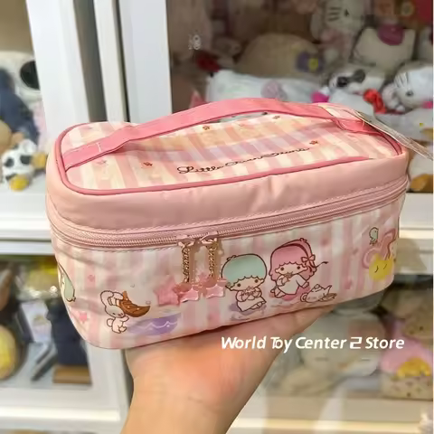 Japanese Style Little Twin Stars Cartoon Makeup Bag Large Capacity Portable Travel Toiletry Bag Cosm