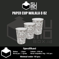 Paper cup walala 8 Oz / 80z coffee Paper cup 240ml heat-resistant coffee tea cup [RETAIL]