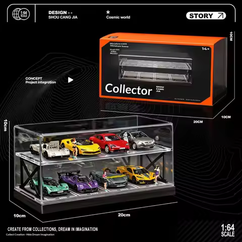 Collector 1:64 Scale Two-Story Parking Garage Diorama – Snap-Fit Assembly with Dust-Proof Cover & LE