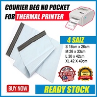 100pcs COURIER BAG No Pocket PLASTIK POS Saiz A5/A4/A3/A2 with A6 THERMAL PRINTER LABEL STICKER