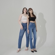 VALENCIA - EVA JEANS กางเกงยีนส์ทรงสลิมเข้ารูป เอวสูง ผ้ายืด