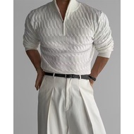 European American Tough Guy Twist Sweater Men Half Zipper Design Long-Sleeved Sweater Men