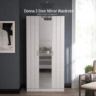 Synergy House Donna Groove Design 3 Door Wardrobe With Mirror (5.9ft)