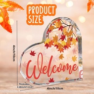 2D Fall Acrylic Heart Sign Cute Autumn Decor Acrylic Tabletop Decor Thanksgiving Centerpiece Mantel