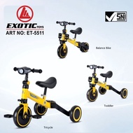 BALANCE BIKE SEPEDA RODA 3 ANAK EXOTIC ET 5511 3 IN 1 PUSH BIKE / 2103 /  t20-5 //  T20-7 // at 7906