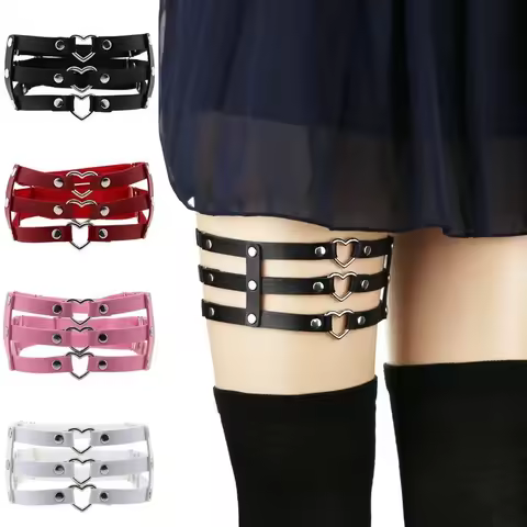 Women Heart Garters Leg Harness Girls Elastic Body Jewelry Kawaii Grunge Metal Punk Goth Gothic Acce
