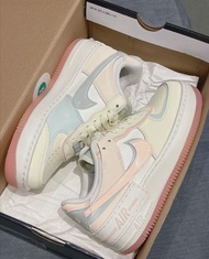 Nike Air Force 1 Shadow 拼色波鞋Nike AF1馬卡龍米粉色女款板鞋 米白粉藍拼接 男女同款