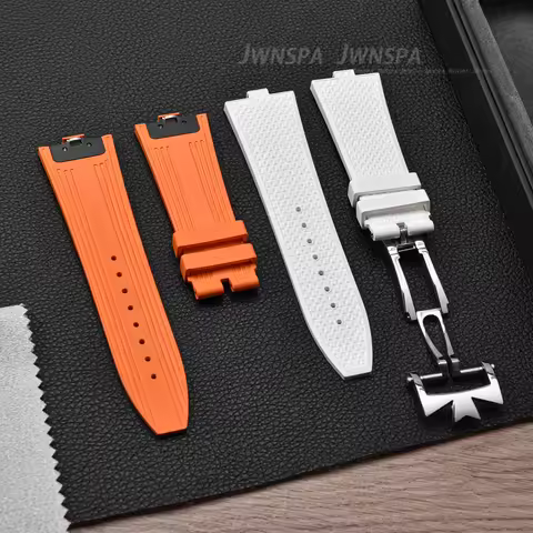JWNSPA FKM Rubber Watch Strap 7mm Replacement Strap For VC Vacheron Constantin's Four Seas 47040 474