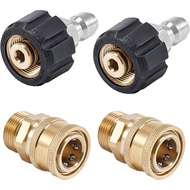 Pressure Washer Quick Connect Fittings, M22 14mm to 3/8 Inch Hose Adapter, 4 Pieces