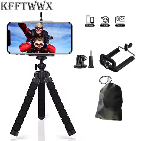Tripod for Gopro Hero 12 11 10 9 8 7 6 5 4 Session MAX Black Mini Flexible Sponge Octopus Tripods fo
