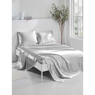 PREMIUM LUXURY ICE SILK BEDSHEET SATIN CADAR FABRIC QUALITY SINGLE QUEEN KING