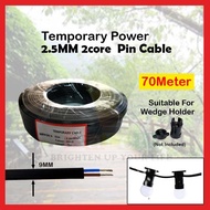 Twin Flat 2.5MM x 2core  70Meter Waterproof Outdoor Indoor Wire Cable Black Wedge Holder Lampu Pasar
