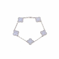 Van Cleef & Arpels VintageAlhambra中號五花手鏈新扣18K白金/紫玉髓S-M碼白金手鍊／手環