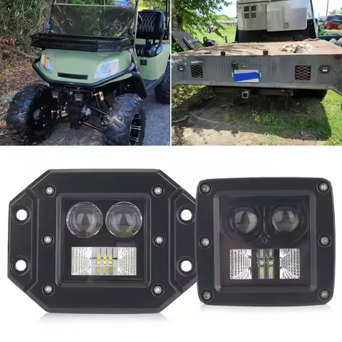 LED Pods Work Lights 6000K Flush Mount Cubes Ditch Light Off Road Driving Foglights for Car Truck Pi