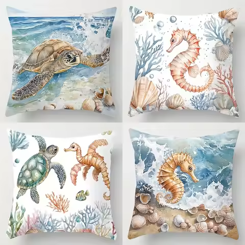 4 piezas, temática oceánica, incorporando elementos caballitos , tortugas y estrellas , hermosas y p