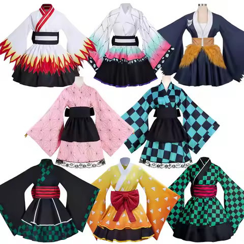 Demon Slayer Cosplay Costume Tanjiro Nezuko Agatsuma Zenitsu Idol Party Stage Performance Dress Girl
