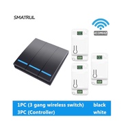 SMATRUL 3 Gang Switch + 3Pcs Controller Switch RF 433Mhz Wifi Remote Control Smart Switch 433Mhz Lig