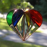 Colorful Multi-sided Heart Shape Dream Catcher 3D Hanging Prisms Decoration For Yard Gifts Wedding And Car