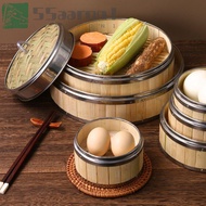 AARON1 Steamer Basket Bao Buns Gift Idea With Stainless Steel Handle For Cooking Woven Bamboo Kitche
