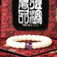 白玉菩提根 7x9mm 天然紫水晶隔珠 菩提子手珠 手串 母親節送禮