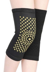 1對運動編織膝蓋墊,具有壓縮、保暖和艾草功能,適用於騎自行車或冬季運動