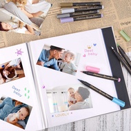 Photo Album Scrapbook Linen DIY Memory Book Thick Pages with Protective Film Save Images Permanently