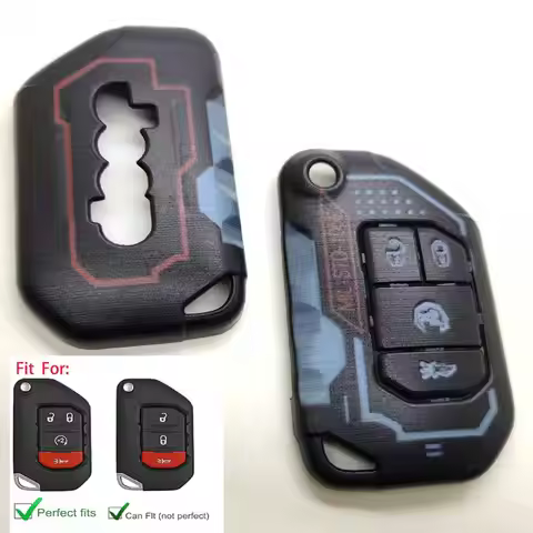 Key Case Cover for Jeep Wrangler JL JLU Gladiator 4XE 2018-2021 Accessories with Foldin 3 /4Button