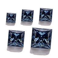 [1CT 5.5x5.5mm] 1pc/2pcs/5pcs Bán buôn Princess Cut Moissanite, Độ trong VVS1, Xanh lá cây, Màu xanh