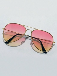 1對女士經典飛行員太陽眼鏡70年代風格雙橋糖果漸變時尚眼鏡Y2K金屬橢圓框復古遮陽鏡適用於日常生活、騎行、學校服裝配件
