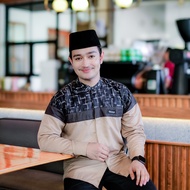 Baju Koko Pria Lengan Panjang Elrumi Terbaru Terlaris Motif Senopati Kombinasi Batik