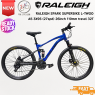 Raleigh Spark SUV UK Imported Full Suspension MTB Deep Sea Blue 26" 27Speed L-TWOO Gear Dual Shock O