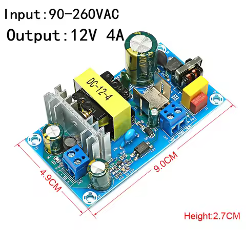 AC 90-260V to DC 12V 4A Power Supply Module Board Switch AC-DC 48W Switch Power For adapter